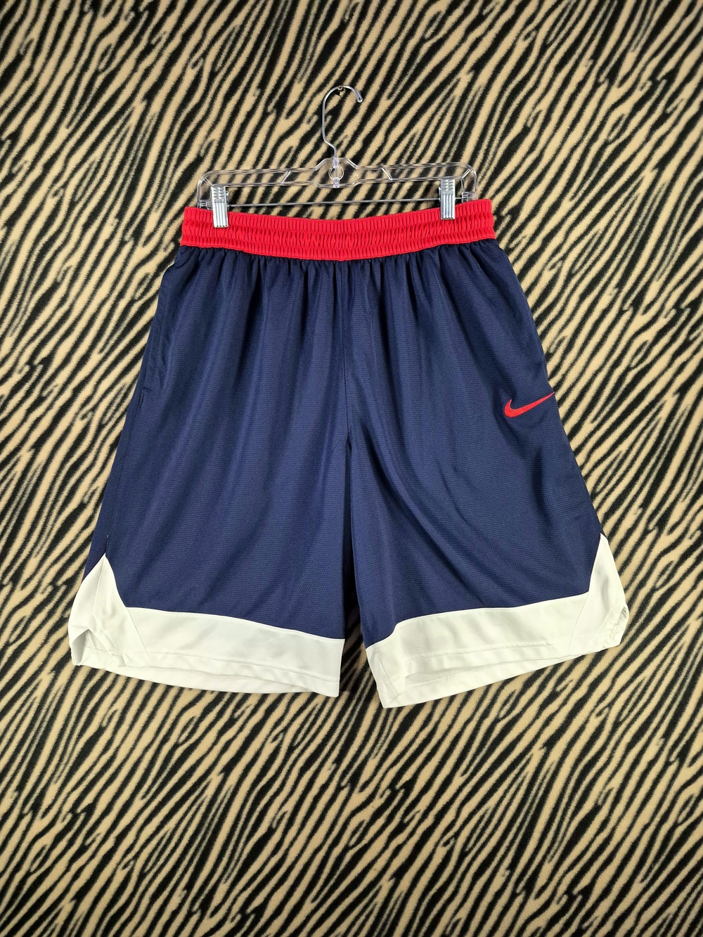 Nike Dri-FIT Icon Basketball Shorts Blue Red and White